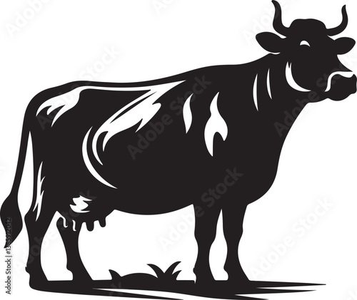 Cow black silhouette vector
