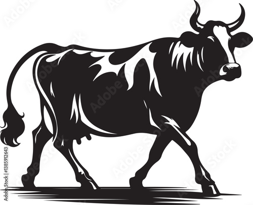 Cow black silhouette vector