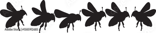 Buzzing Bee Flying Silhouette Clipart Vector Design Isolated