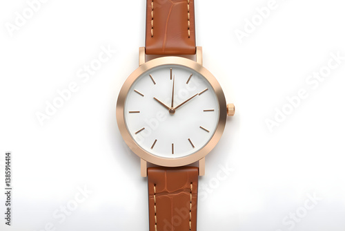 Wallpaper Mural Brown leather watch on white background Torontodigital.ca