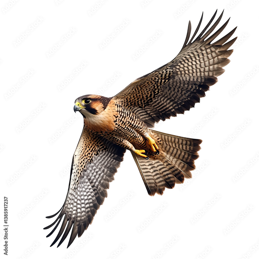 Fototapeta premium falcon flying with wings spread, Isolated on Transparent Background