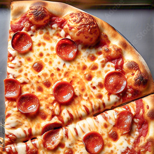 Slices of pizza on the table.