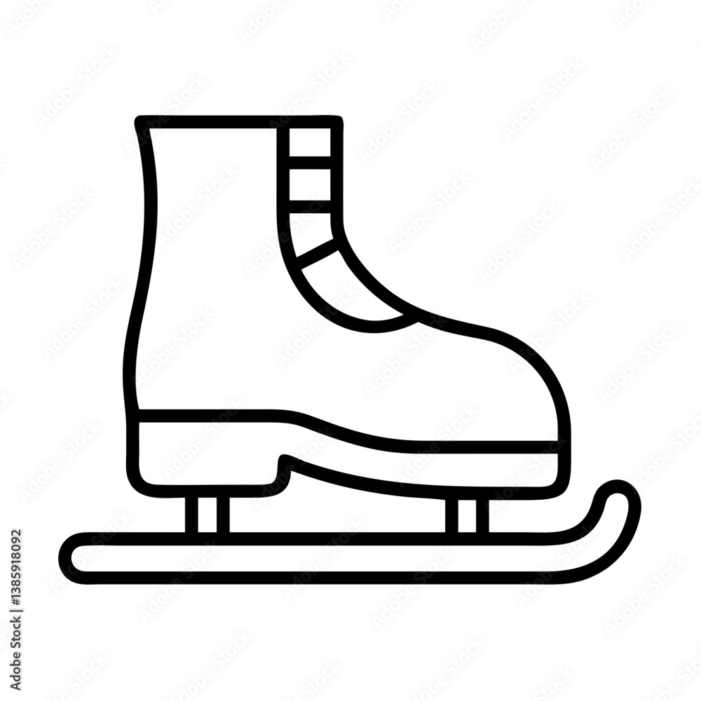 Ice skating boot outline vector for winter sports and recreation activities equipment and footwear design element Ice skating boot outline vector for winter sports and recreation activities equipment and footwear design element