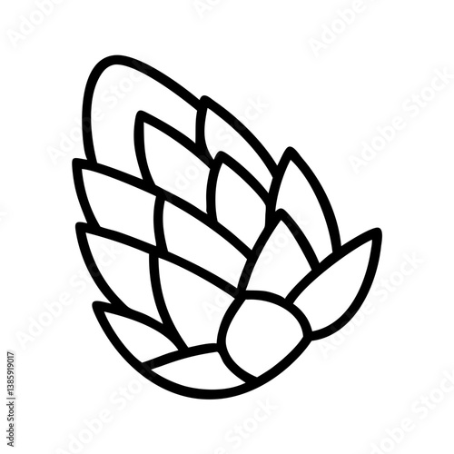 Hops vector illustration for beer brewing ingredient design and craft beer outline icon for brewery concept