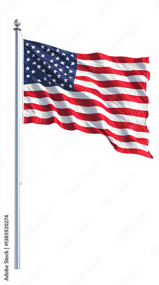 Fototapeta premium Waving American Flag: Symbol of National Pride and Patriotism in the United States