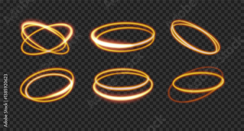 Vector bright thin and glowing golden halo.