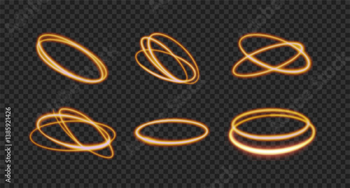 Vector bright thin and glowing golden halo.