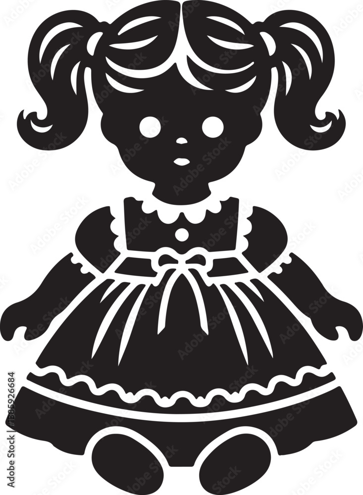 Fototapeta premium Doll black silhouette vector