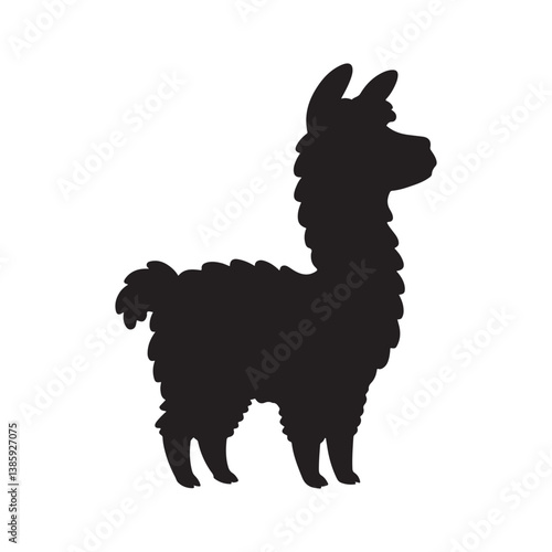 Cute alpaca silhouette vector illustration design on white background