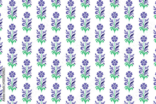 decorative garden-inspired seamless pattern featuring hand-drawn flower arrangements and plant foliage for wrapping and fabric


