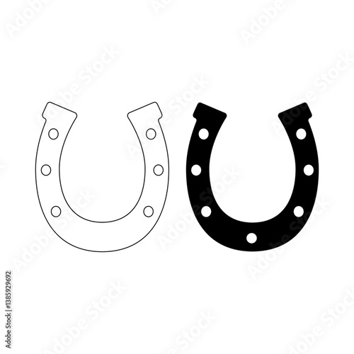 Horseshoe Icon – Black Silhouette Vector of Lucky U-Shaped Iron Symbol