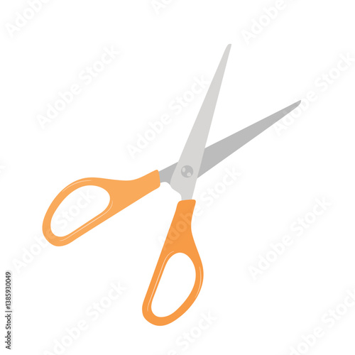 Yellow scissors isolated on white background.  Craft and needlework cutting. Vector illustration.