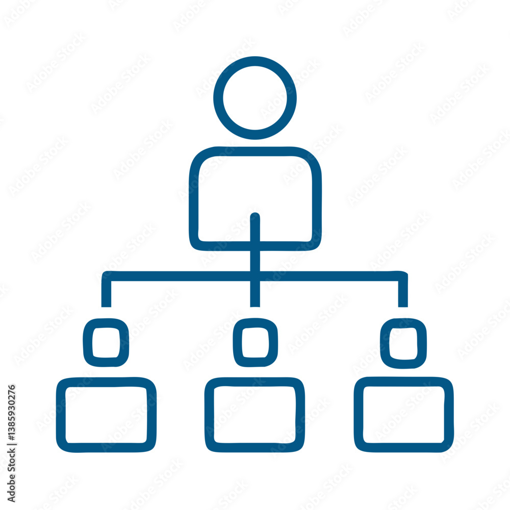 Organization chart with leader and team icons Organization chart with leader and team icons