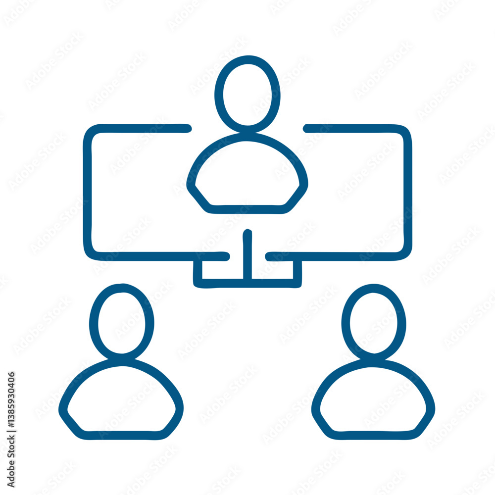 Video conference call icon with three participants Video conference call icon with three participants