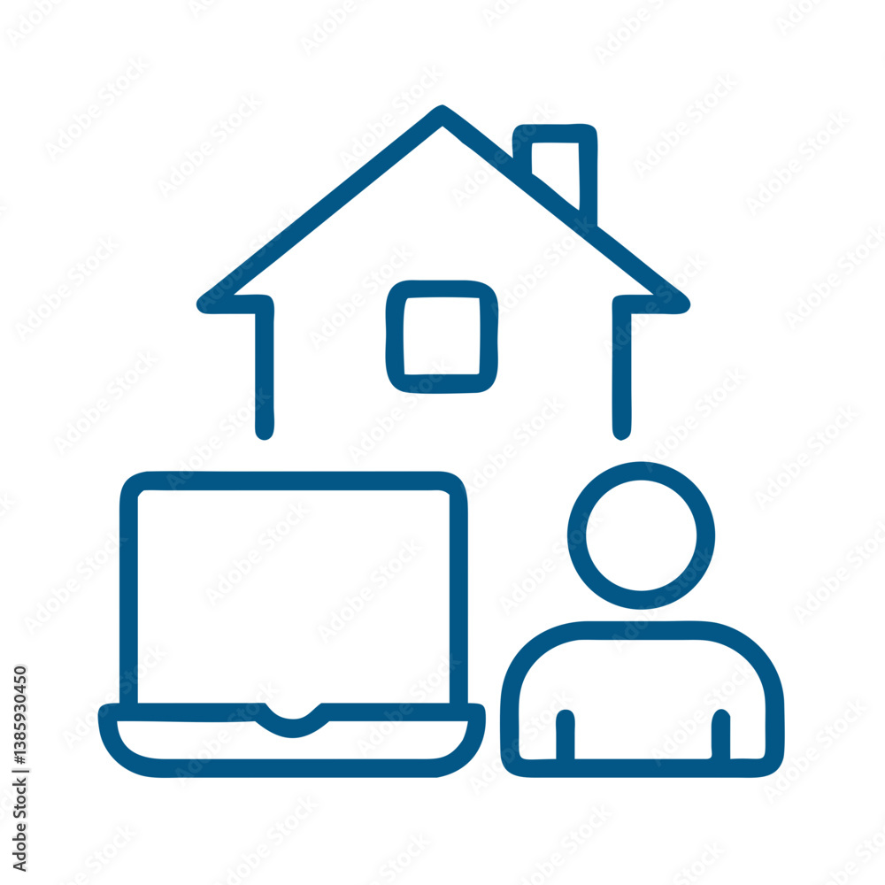 Remote work icon with house and laptop Remote work icon with house and laptop