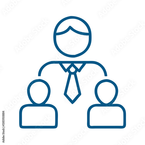 Business leader with two team members outline icon