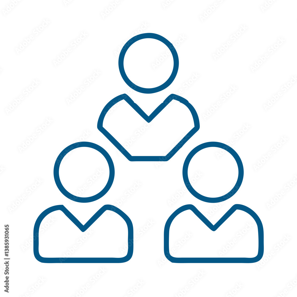 Three-person team icon in triangular layout Three-person team icon in triangular layout