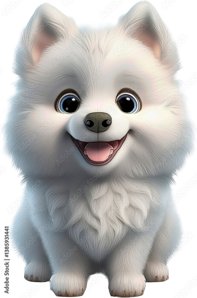 Fototapeta premium perro, pomerania, cachorro, mascota, spitz, blanco, aislada, cuca, animal, engendrar, café, retrato