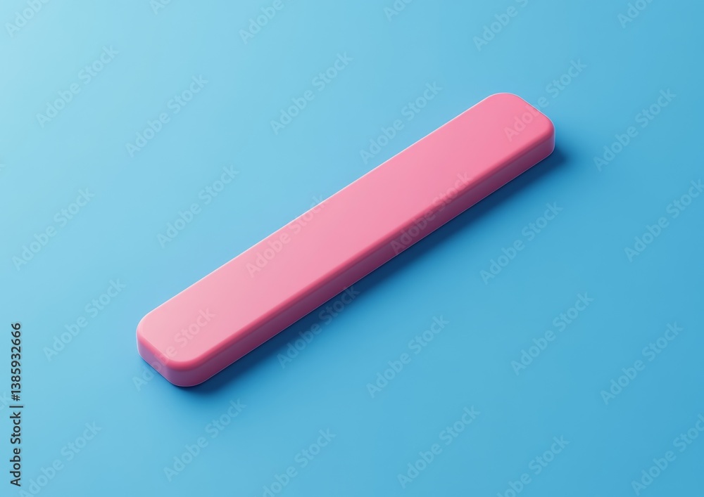 Pink rectangular object on a light blue studio background Pink rectangular object on a light blue studio background