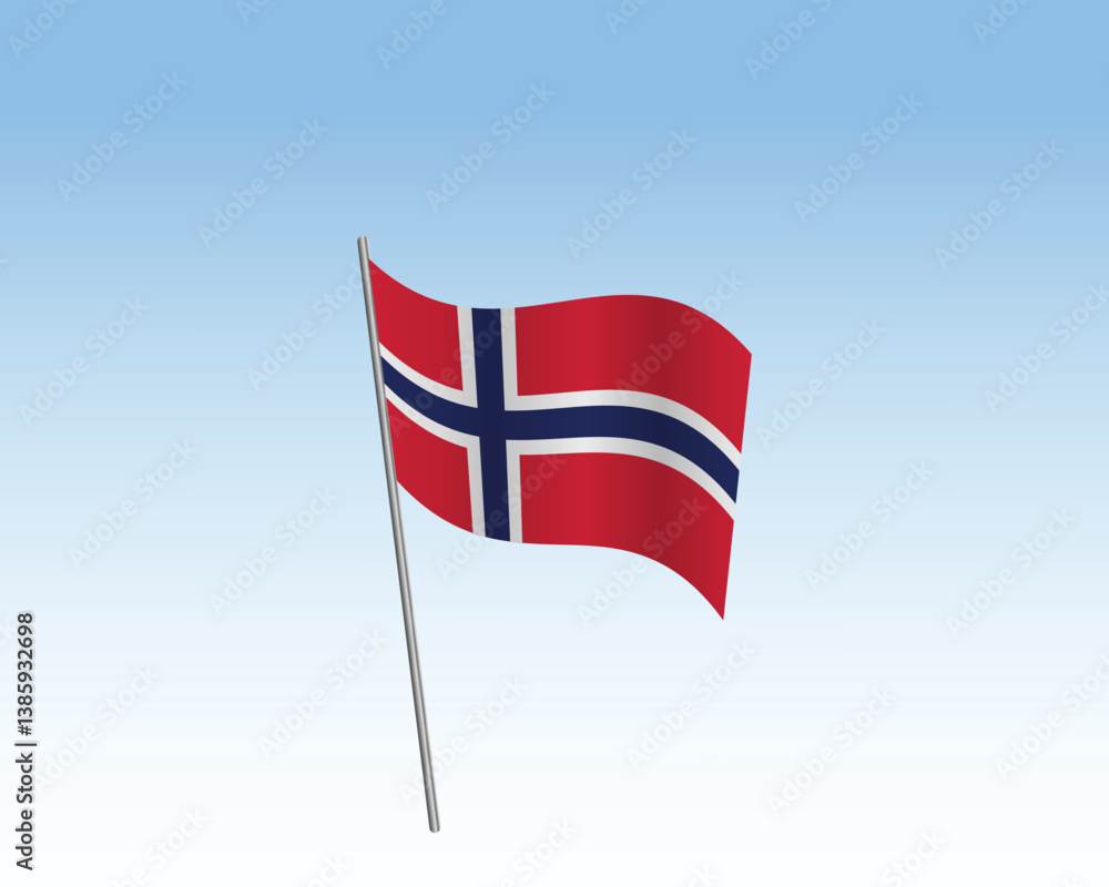 Fototapeta premium Norway flags in a realistic vector artwork