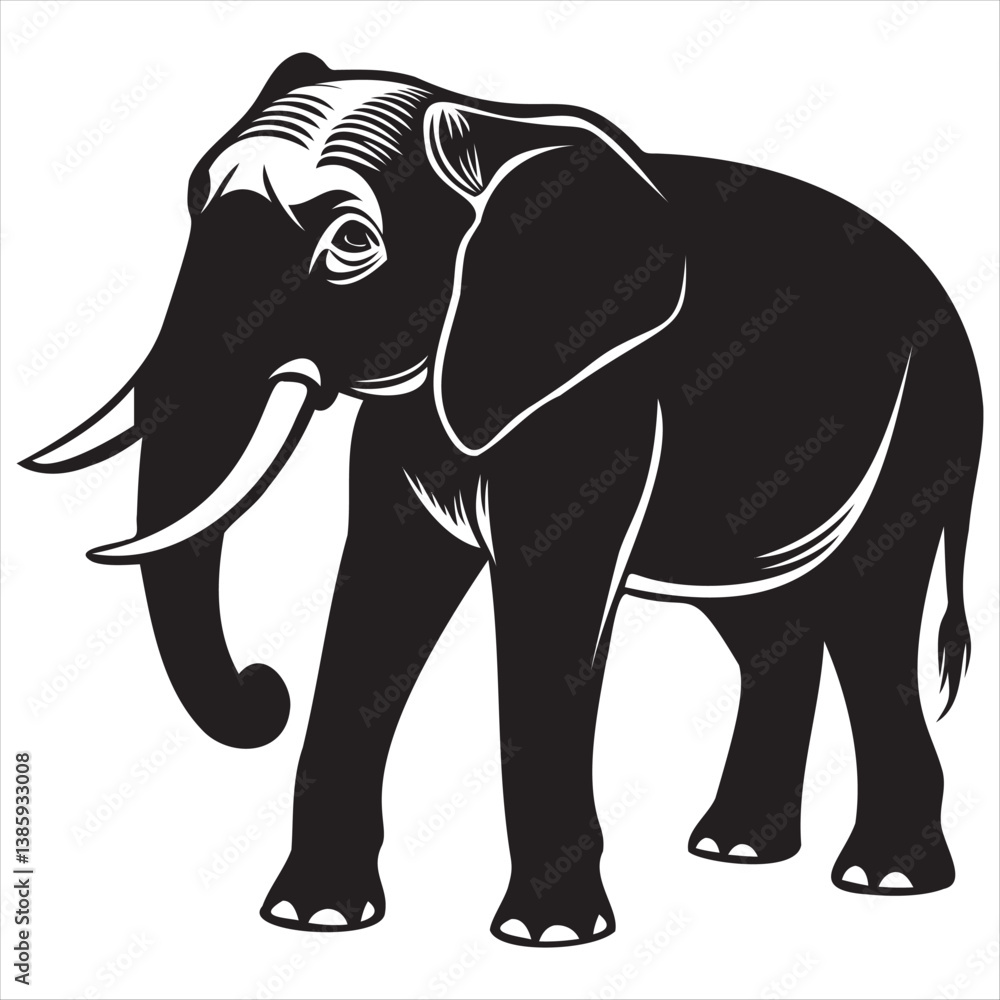 Obraz premium Elephant Silhouette Vector Image On White Background