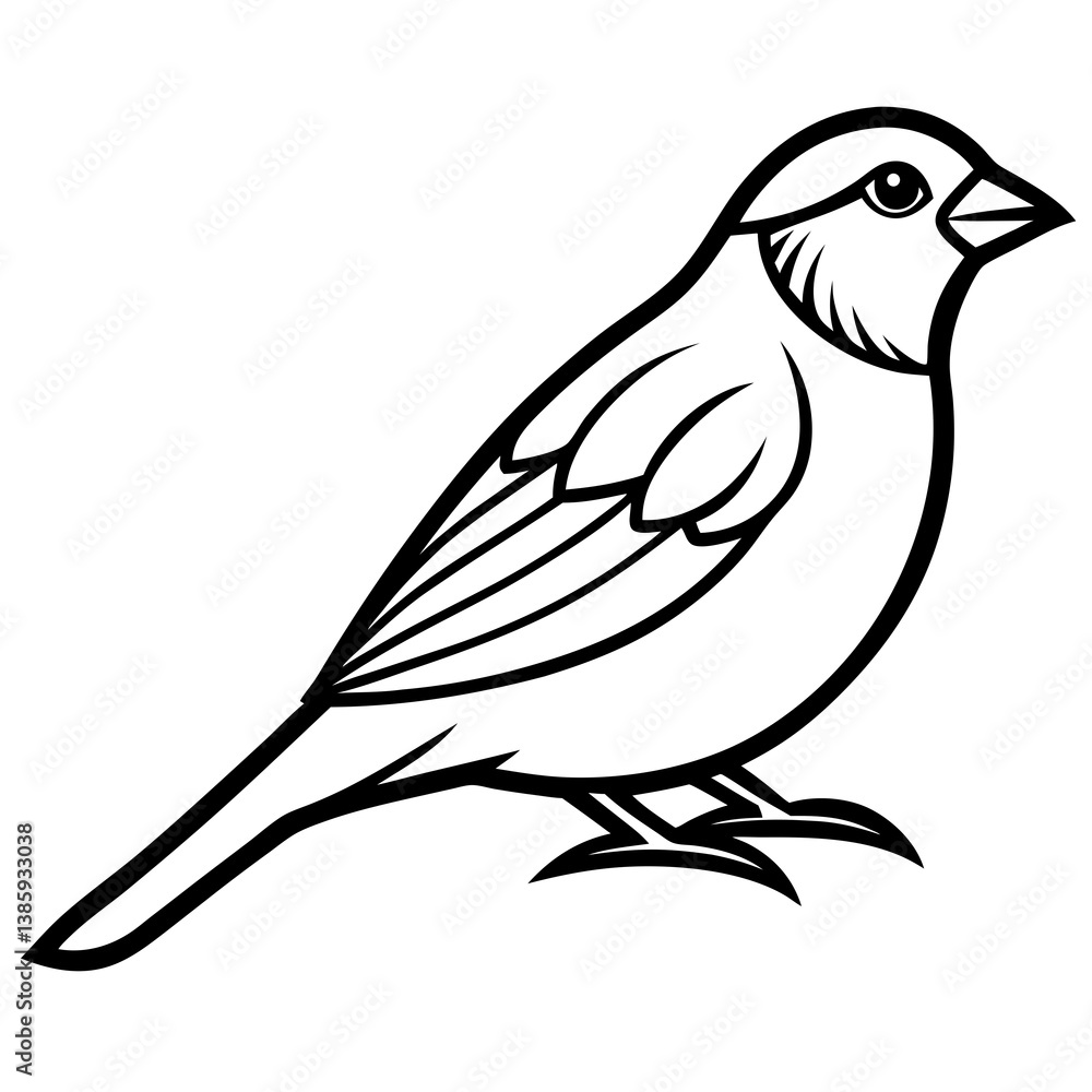 Fototapeta premium Sparrow Vector Illustration – Cartoon Clipart & Line Art Printable Design