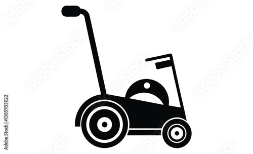 Grass cutting lawn mower silhouette