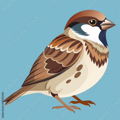 Sparrow Vector Illustration – Cartoon Clipart & Line Art Printable Design