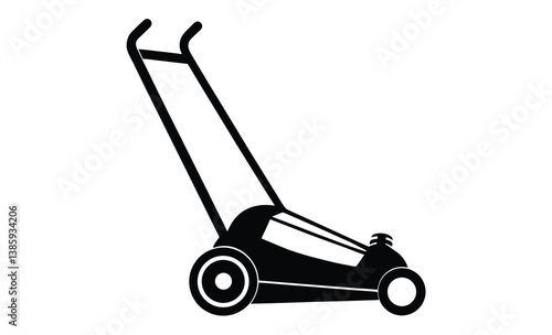 Grass cutting lawn mower silhouette
