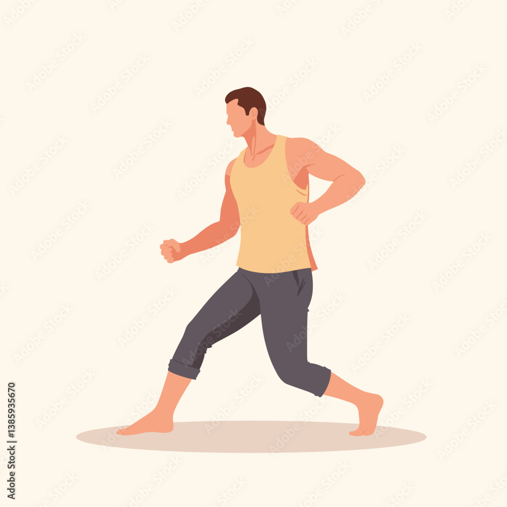 Fit man jogging energetically against a simple background Fit man jogging energetically against a simple background