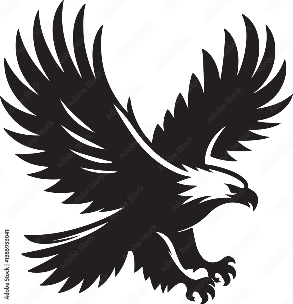 Obraz premium Eagle black silhouette vector