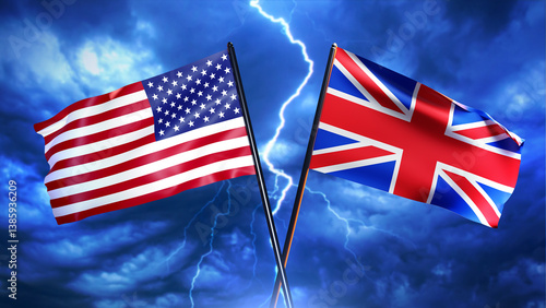 Flags of USA and Great Brit...