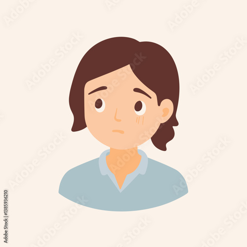 Concerned young person with a neutral expression against a light background  