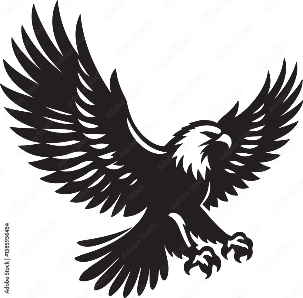 Fototapeta premium Eagle black silhouette vector