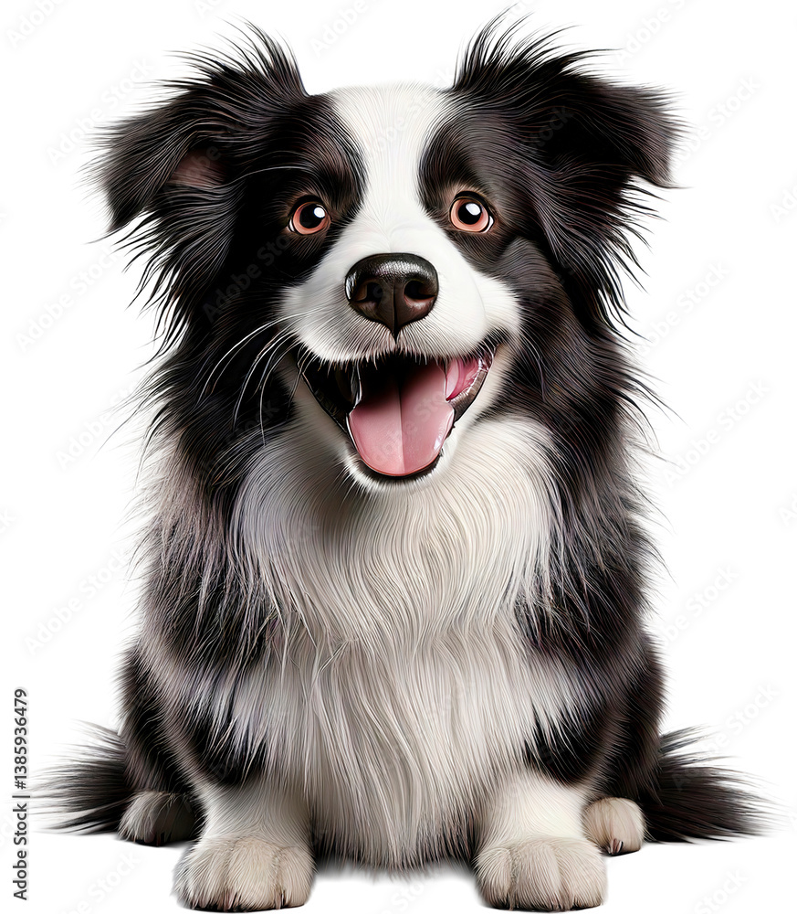 Fototapeta premium perro, animal, mascota, border collie, blanco, canino, aislada, cuca, estudio, sentada, negro