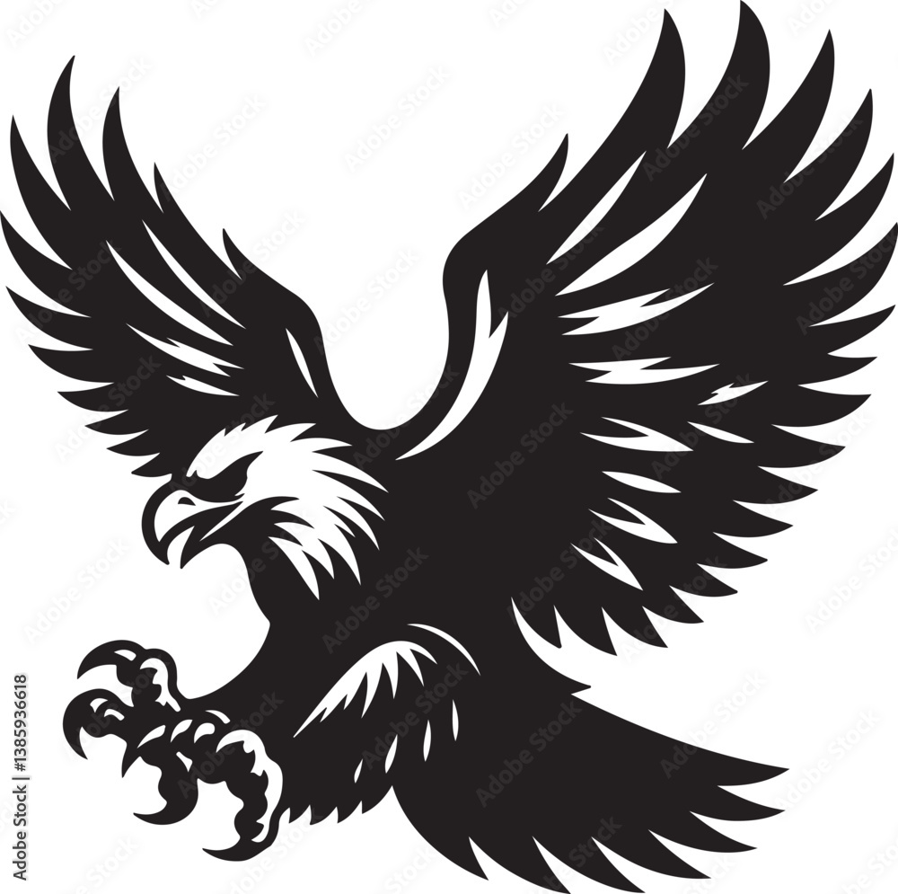 Obraz premium Eagle black silhouette vector