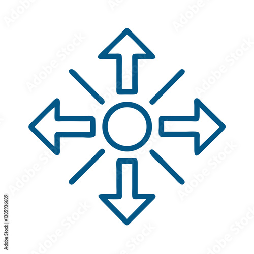 Four arrows pointing outwards from center in line style