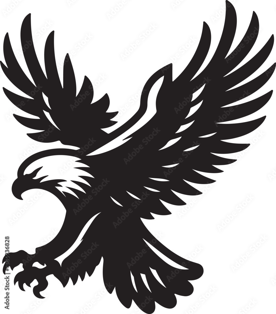 Fototapeta premium Eagle black silhouette vector