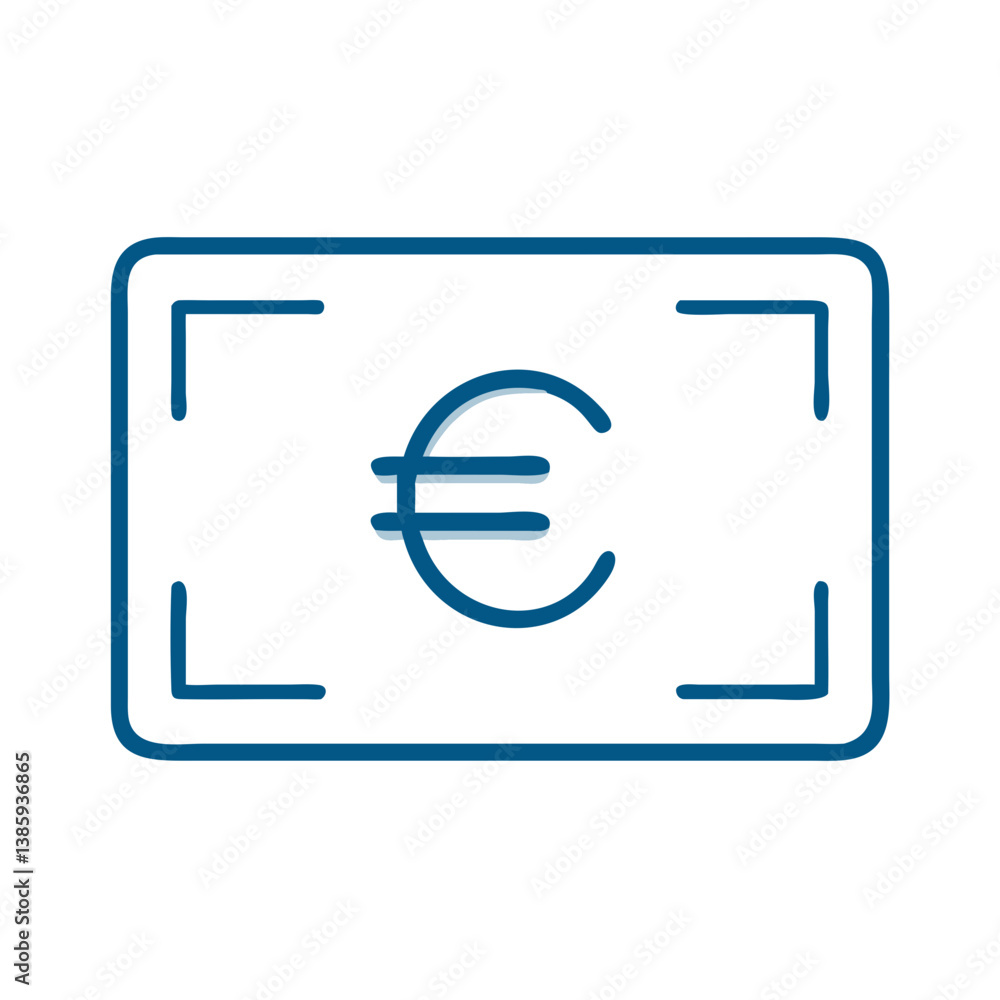 Euro banknote icon in frame outline Euro banknote icon in frame outline