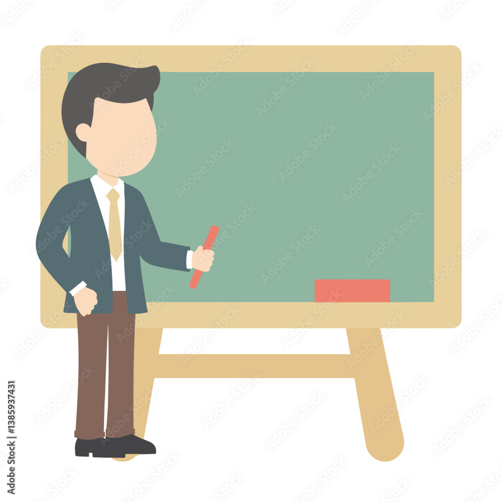 Teacher explaining lesson at chalkboard in classroom Teacher explaining lesson at chalkboard in classroom