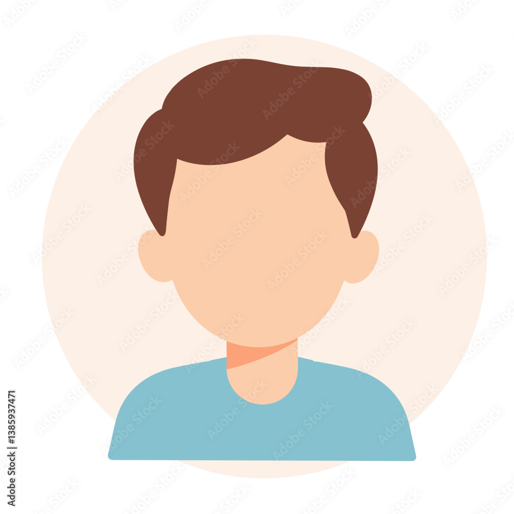 Young boy with neutral expression in simple flat design background -  