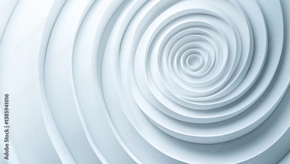 Obraz premium Abstract spiral background, light gray concentric circles, digital art