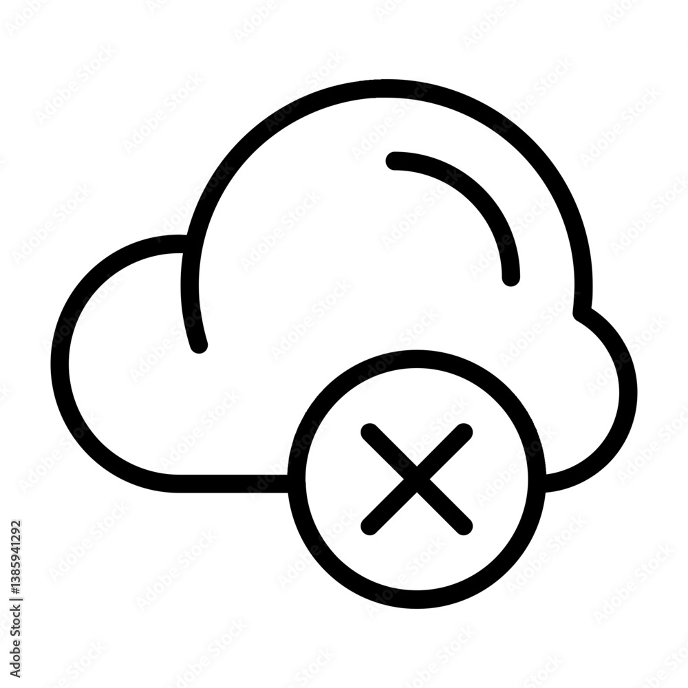 Cloud Corrupte Outline Icon Cloud Corrupte Outline Icon