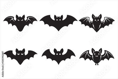 Set of spooky vampire bats silhouettes for halloween vector illustration
