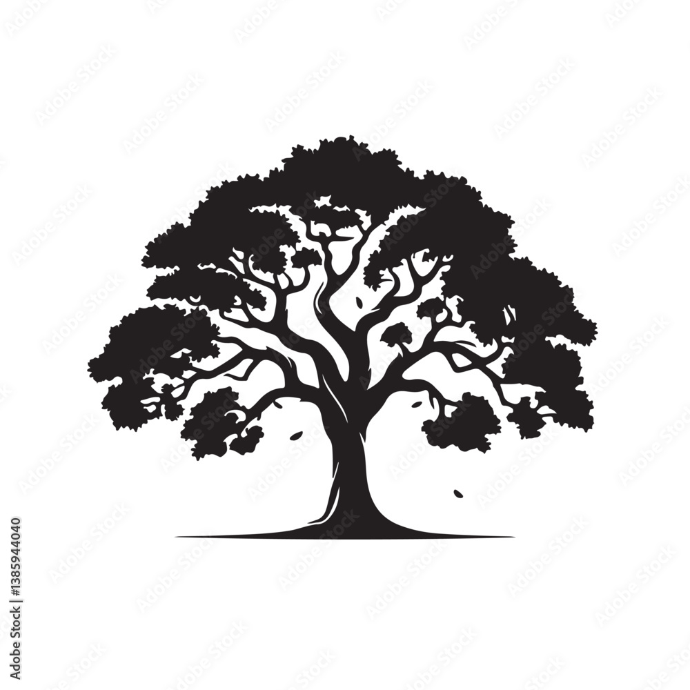 Obraz premium A vector tree silhouette captures nature's seasonal growth with detailed branch and leaf art