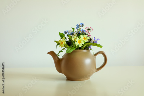 Wallpaper Mural Beautiful still life with spring wild flowers on a white background Torontodigital.ca