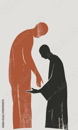 a minimalist illustration of someone giving forgiveness. Style of the Bible Project