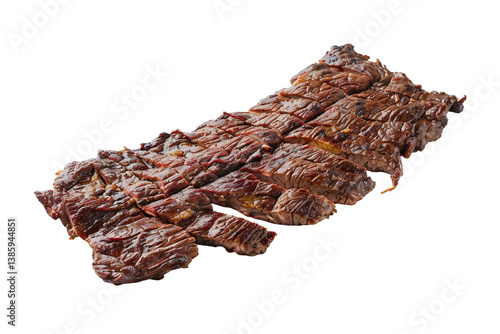 Tender Skirt Steak with a Delicious Marinade Isolated on Transparent Background