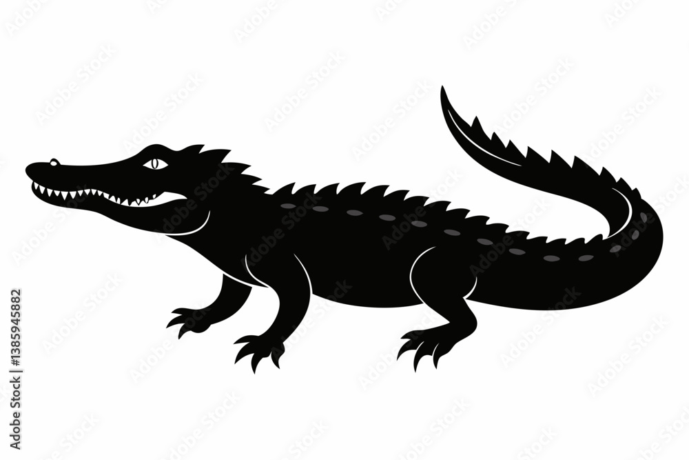 Obraz premium crocodile sihouette black vector