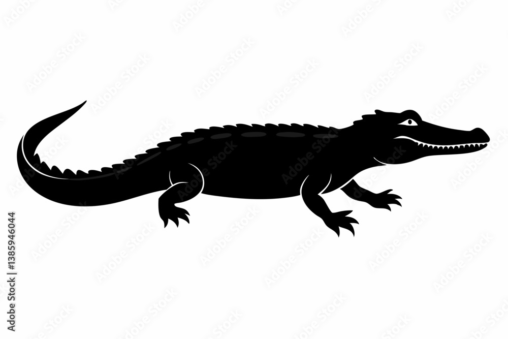 crocodile sihouette black vector crocodile sihouette black vector